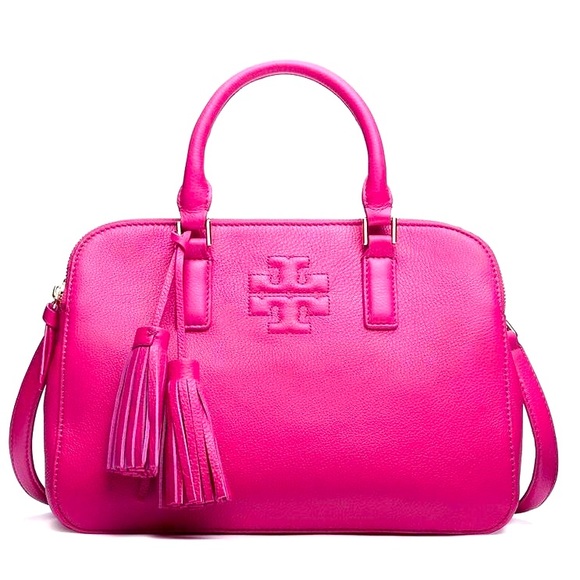 Tory Burch Handbags - Tory Burch Thea Fuchsia Small Rounded Double Satchel